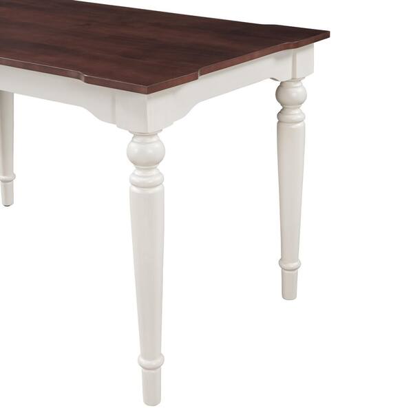 Tatahance Retro Brown Wood 47.2 in. White 4 Legs Dining Table