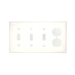 White 4-Gang 3-Toggle/1-Duplex Wall Plate (1-Pack)