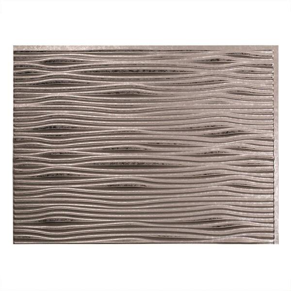 Fasade 18.25 in. x 24.25 in. Galvanized Steel Waves PVC Decorative Tile Backsplash