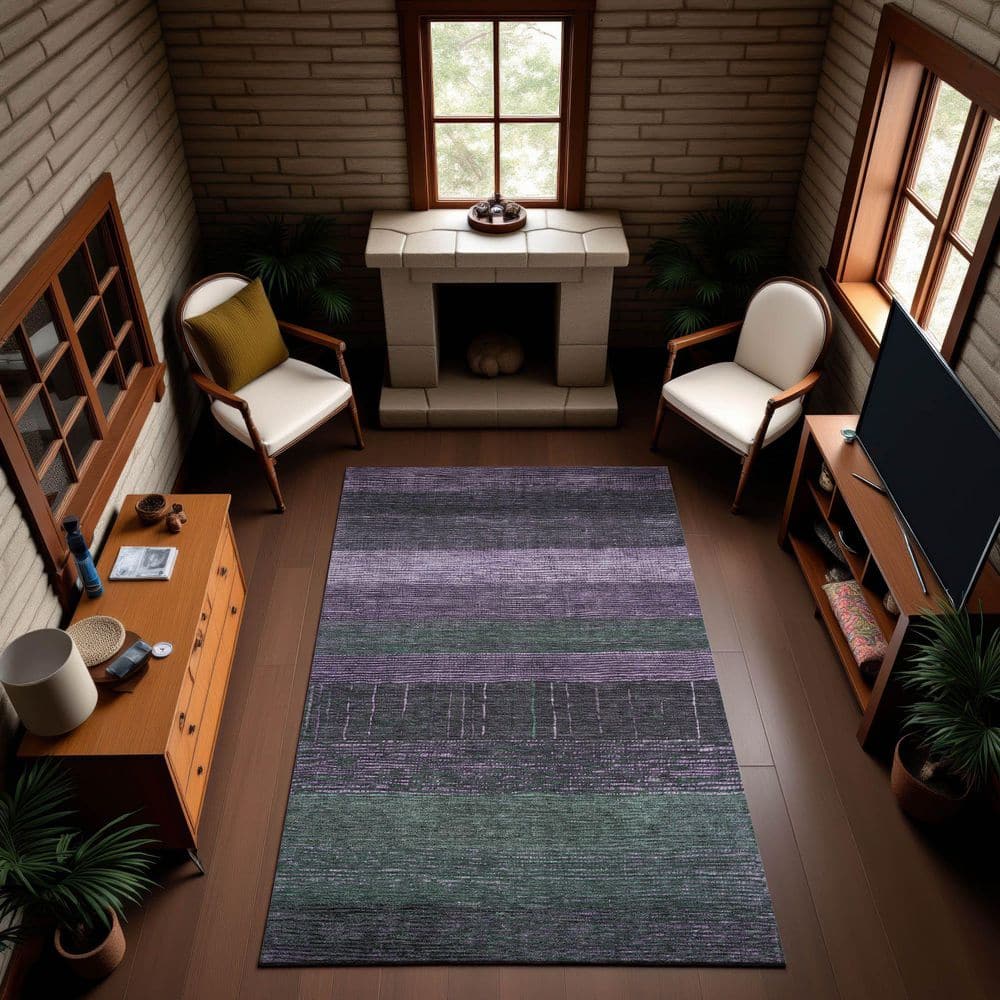 Mayfield Premium Machine Washable Abstract AMF1568 Purple 3 ft. x 5 ft. Area Rug price history on PriceWatchPro