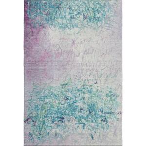Mayfield Premium Machine Washable Abstract AMF2449 Teal 8 ft. x 10 ft. Area Rug