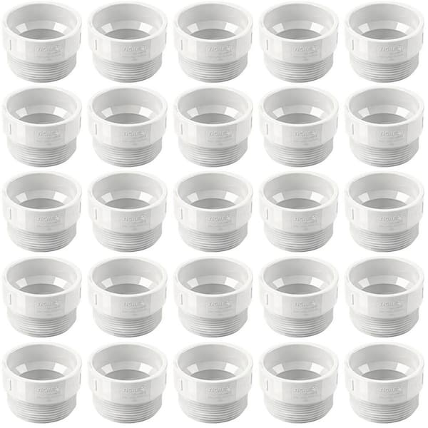 4 in. White Rigid PVC DWV Male Adapter, MPT x Hub Fitting for Drain, Waste & Vent Systems (25-Pack)