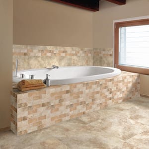 Grand Cayman Oyster Blend 12 in. x 12 in. x 8mm Ceramic Brick Joint Mosaic Tile (10 sq. ft. / Case)