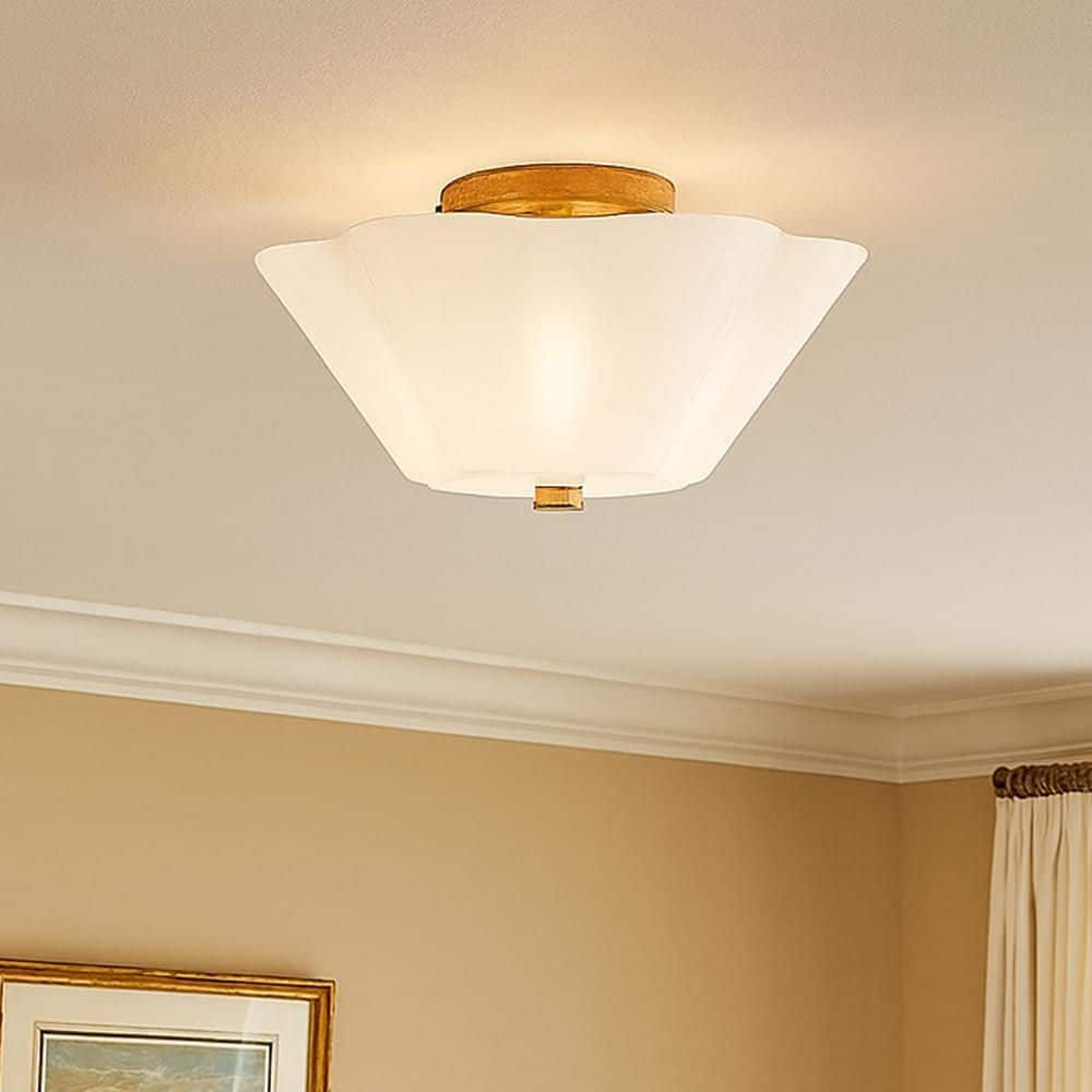 Honey 15.0 in. 3 Light Distressed Brass Semi-Flush Mount with Shade price history on PriceWatchPro