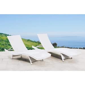 Everly White 2-Piece Wicker Outdoor Chaise Lounge