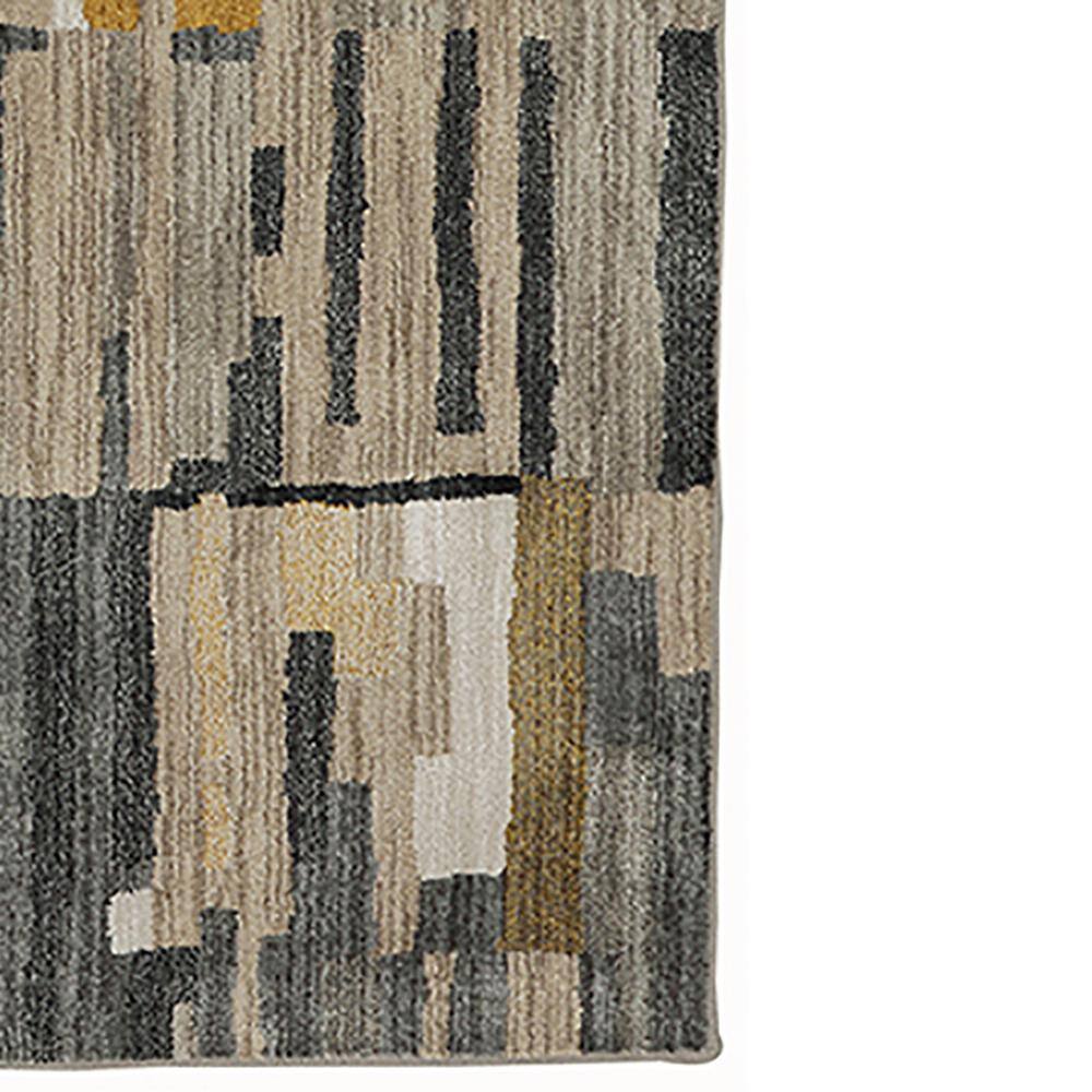 Gray Abstract Geometric Synthetic Rectangular Area Rug