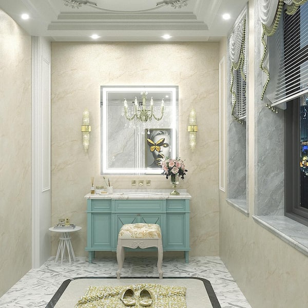 30 in. W x 36 in. H Rectangular Frameless 192 LEDs/m Front Lighted Anti-Fog Tempered Glass Wall Bathroom Vanity Mirror