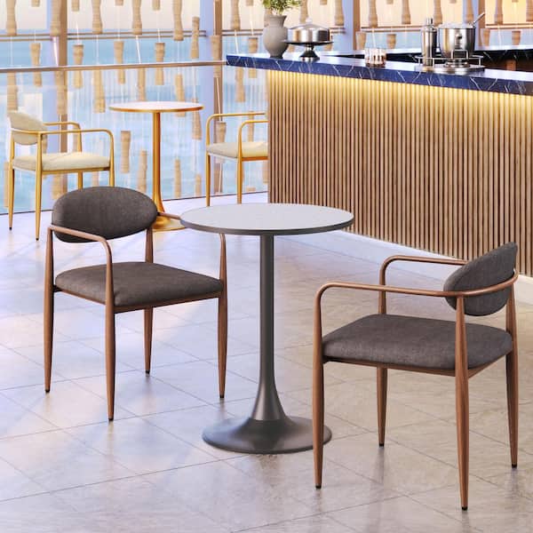 Zuo Modern Bite 23.8 in. Round Gray MDF Wood Top with Steel Frame Dining Table (Seats 2)