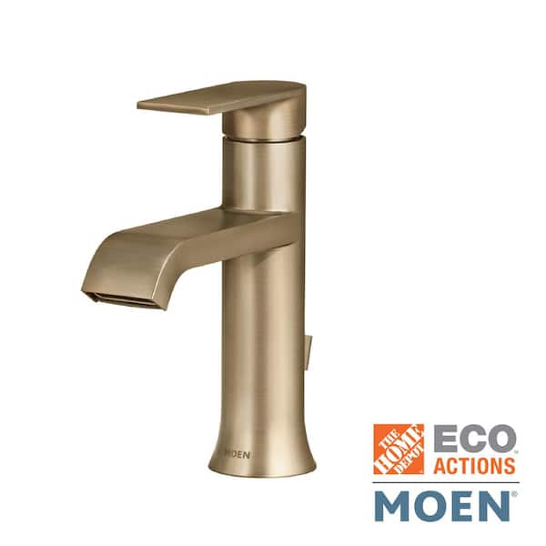 MOEN Genta Single Handle Single Hole Bathroom Faucet in Bronzed Gold