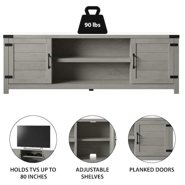 Twin Star Home 70 in. Fairfax Oak TV Stand with Cabinets Fits TV's