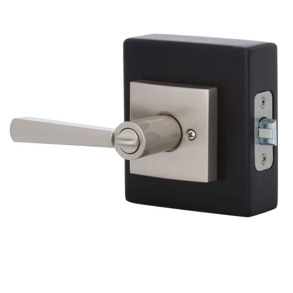 Satin Nickel Square Privacy Door Lever for Bed/Bath
