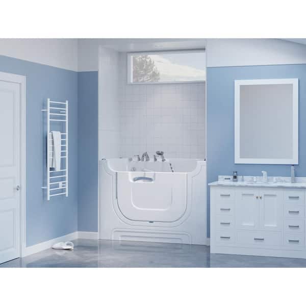 Universal Collection 30 in. L x 60 in. W Left Side Drain Combination Jetted Bathtub in White with Powered Fast Drain