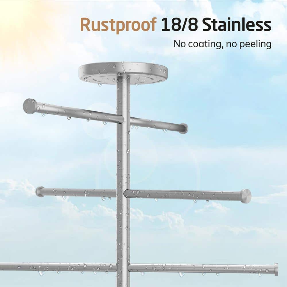 Brushed Steel Freestanding Towel Rack with Marble Base