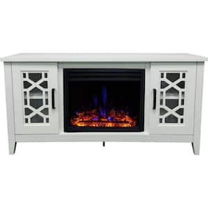 Cambridge Sanoma 72 In Electric Fireplace In White With Built In Bookshelves And An Enhanced Log Display Cam7233 1whtlg2 The Home Depot