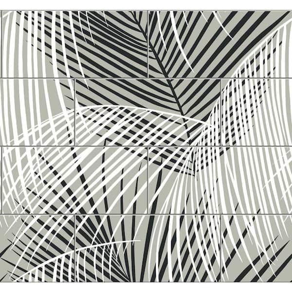 LILLIAN AUGUST 40.5 sq. ft. Luxe Haven Ebony and Fieldstone Palm Tile Vinyl Peel and Stick Wallpaper Roll