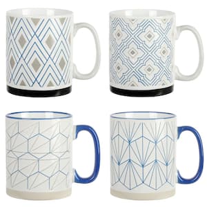 Parkmill 17 oz. 4-Piece Stoneware Coffee Mug Set in Assorted Designs