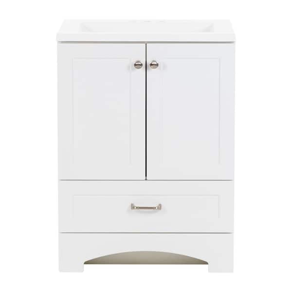 Lancaster 25 in. Single Sink White Bath Vanity with White Cultured Marble Top (Assembled)