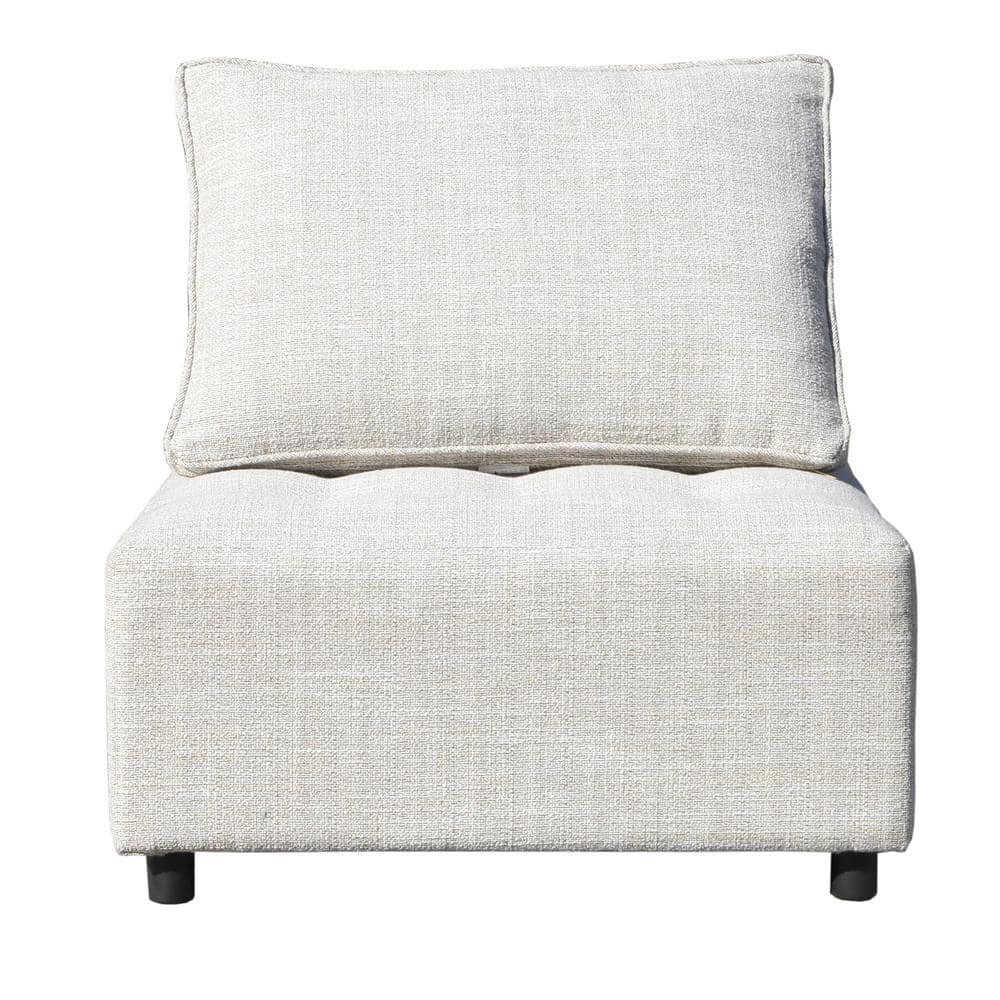 Beige Aluminum Outdoor Modular Sectional Sofa with Back Cushion Cover-Remov