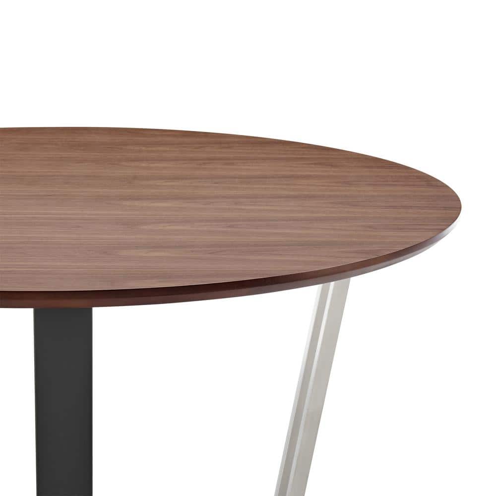 Joana 48" Walnut and Black Iron Round Dining Table