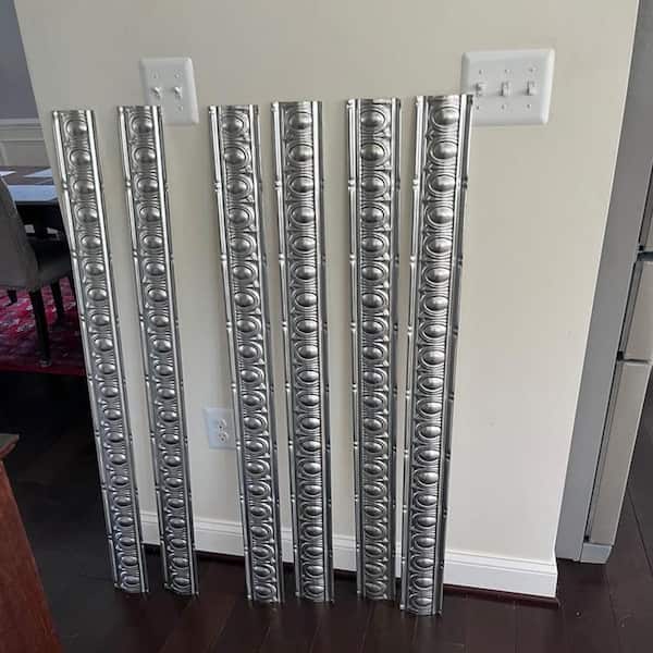 FROM PLAIN TO BEAUTIFUL IN HOURS Puffy Archways 0.012 in. x 4.25 in. x 48 in. Metal Bed Moulding Nail-Up Tin Cornice in Black (48 Ln. ft./Pack)(12Pieces)