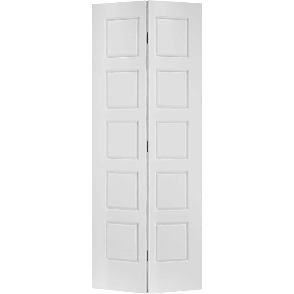 Masonite 30 in. x 96 in. 5-Panel Riverside Hollow Core White Primed ...