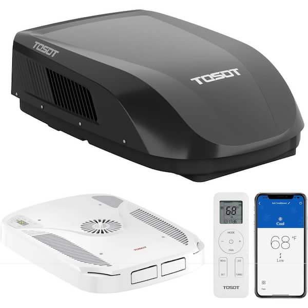 16,000 BTU GO Cool RV Air Conditioner, Non-Ducted Camper Rooftop AC Unit with Heat Pump, WiFi and Remote Control, Black