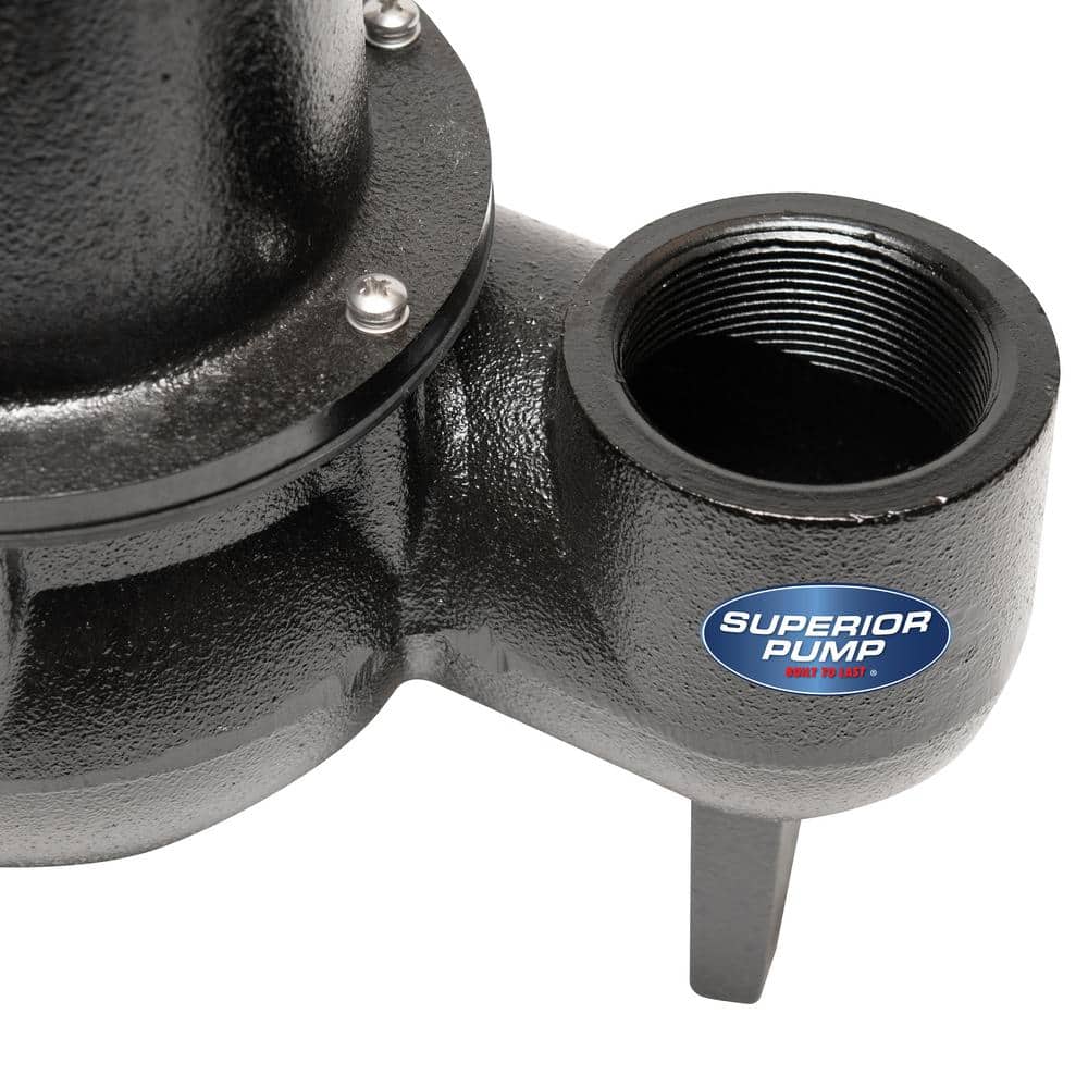 Superior 1/2 HP Black Thermoplastic Submersible Sewage Sump Pump Kit