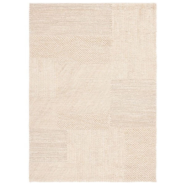 Natural Fiber 3 ft. x 5 ft. Bleach/Ivory Woven Solid Geometric Area Rug