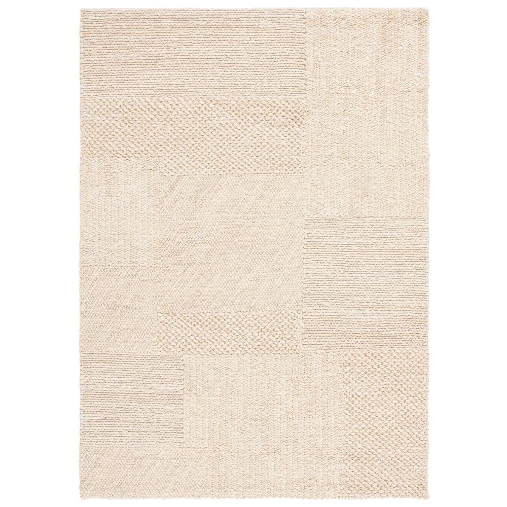 Natural Fiber 6 ft. x 9 ft. Bleach/Ivory Woven Solid Geometric Area Rug price history on PriceWatchPro