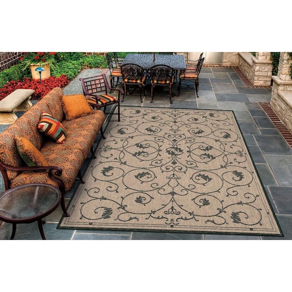 Recife Veranda Cocoa-Black 4 ft. x 5 ft. Indoor/Outdoor Area Rug