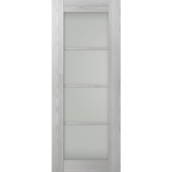 Belldinni Vona 4Lite 30 in. x 84 in. No Bore Frosted Glass Ribeira Ash Composite Wood Interior Door Slab