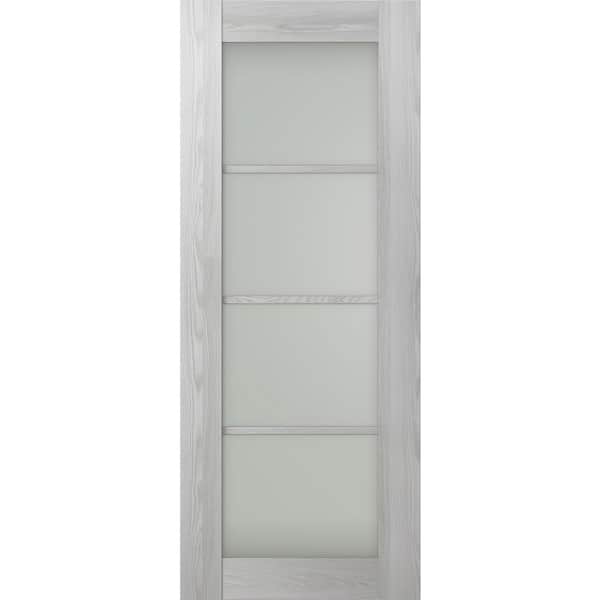 Belldinni Vona 4-Lite 24 in. x 96 in. No Bore 4-Lite Frosted Glass Ribeira Ash Composite Wood Interior Door Slab