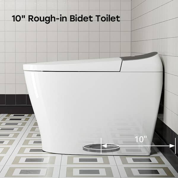 10 in. Rough-in Elongated Smart Bidet Toilet 1.1 GPF in Gray with Tank, Auto Flush, Heated Seat, Warm Water