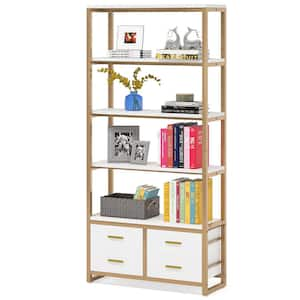 Tribesigns Earlimart 70.8 in. Sandalwood Tall Etagere Bookcase and ...