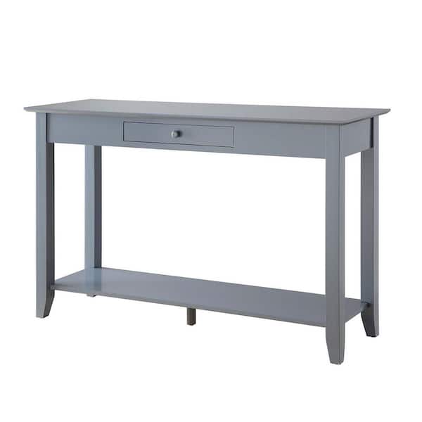 Convenience Concepts American Heritage 48 in. Gray Standard Rectangle Wood Console Table with Drawers