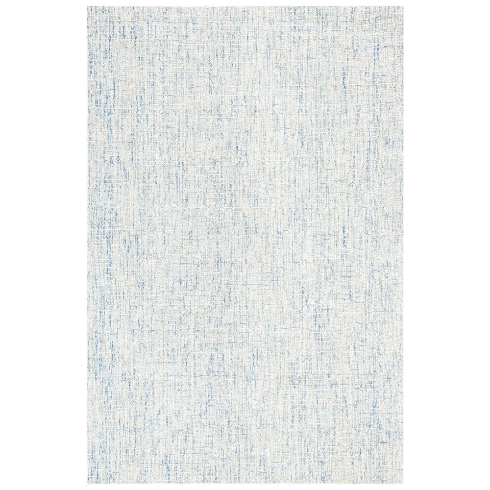 Ivory and Blue Handmade Wool Abstract Tufted Area Rug 3' x 5'