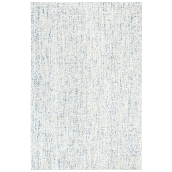 SAFAVIEH Abstract Ivory/Blue Doormat 3 ft. x 5 ft. Geometric Speckled Area Rug
