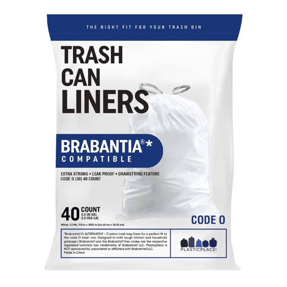 Plasticplace 25.25 in. x 32.75 in., 13-17 Gal. White Drawstring Trash Bags  Simplehuman Code Q Compatible (200-Count 4-Pack) TRA260WH-4PK - The Home  Depot