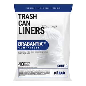 8 Gal. 17.5 in. x 29.93 in. White Drawstring Trash Bags Brabantia Code O Compatible (40-Count)