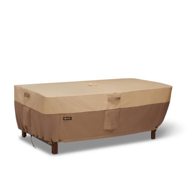 Classic Accessories Veranda S Best 72 In X 44 24 Earth Rectangle Oval Patio Table Cover With Umbrella Hole 56 427 041501 Ex The Home Depot Earth Rectangle Oval Patio Table Cover, Oval Patio Table Cover With Umbrella Hole