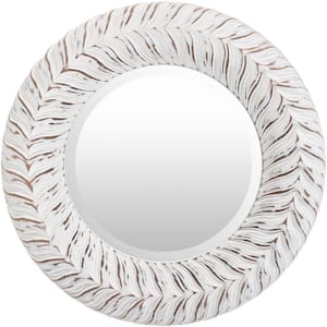 Small Round White Antiqued Classic Mirror (17.5 in. H x 17.5 in. W)