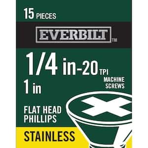 1/4 in.-20 x 1 in. Phillips Flat-Head Machine Screws (15-Pack)