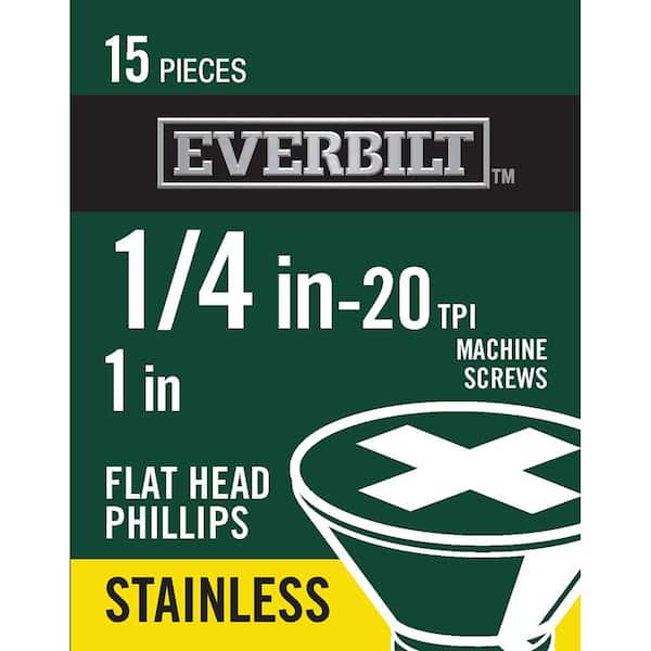 Everbilt 1/4 in.-20 x 1 in. Phillips Flat-Head Machine Screws (15-Pack)