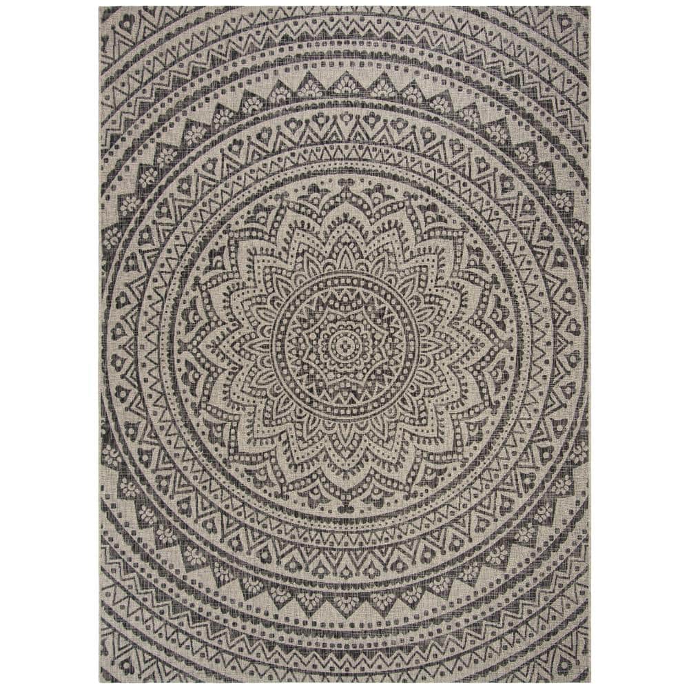 Courtyard Light Gray/Black 8 ft. x 11 ft. Geometric Indoor/Outdoor Patio  Area Rug price history on PriceWatchPro