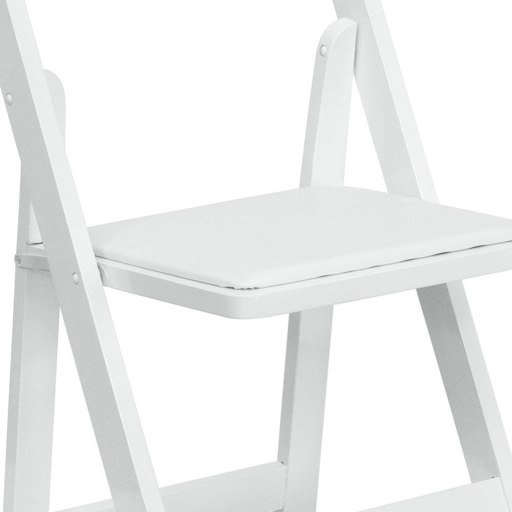 Hercules Series 30.5" White Beechwood Folding Chair with Vinyl Seat
