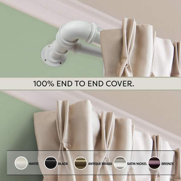1 inch Pipe Double Blackout Curtain Rod 120-170 inch-White (3pcs)