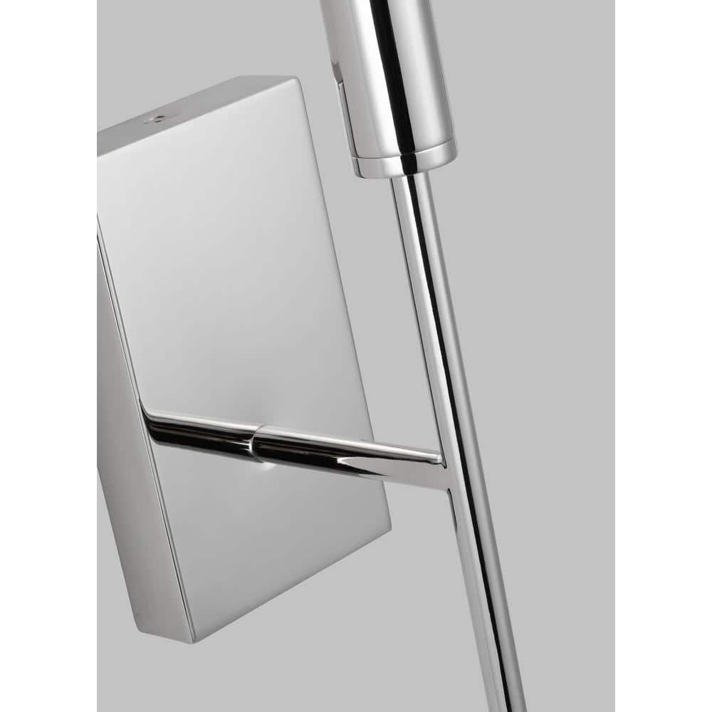 Polished Nickel Iron Wall Sconce with White Linen Shade