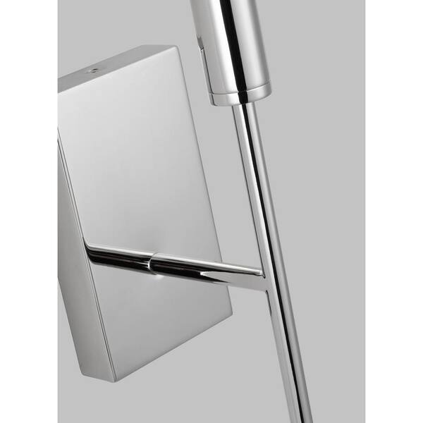 Generation Lighting - Brianna 1-Light Polished Nickel Contemporary Indoor Dimmable Tail Wall Sconce with Optional White Linen Shade