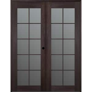 Vona 10 Lite 48 in. x 96 in. Left Hand Active Frosted Glass Veralinga Oak Wood Composite Double Prehung French Door