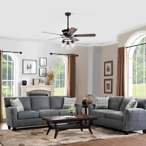 52 in. Indoor/Outdoor Farmhouse Glass Shade 5-Blade Reversible Ceiling Fan with Light Kit and Remote